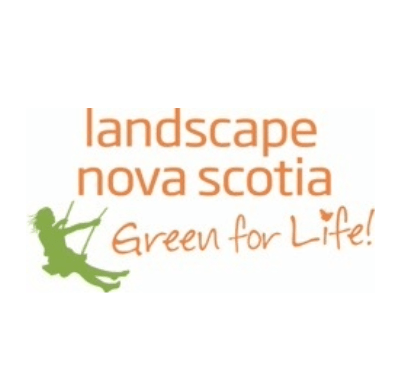 The image features the "landscape nova scotia" logo with a green silhouette of a person swinging, accompanied by the phrase "Green for Life!"