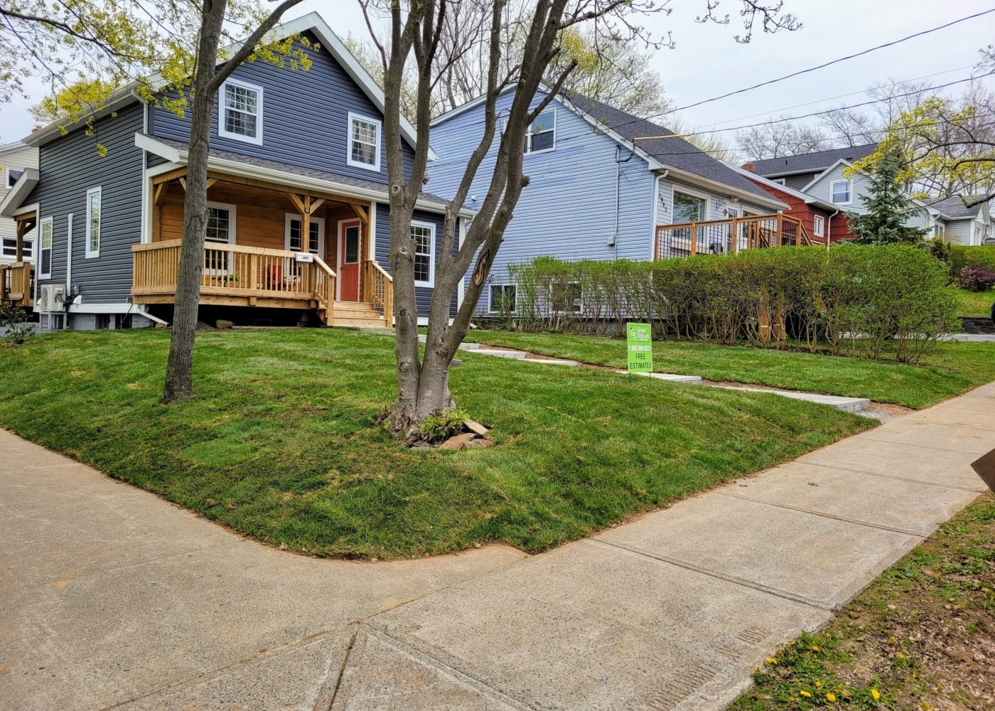 front yard grass and house view